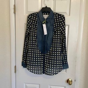 NWT BCBGeneration denim chambray shirt with print